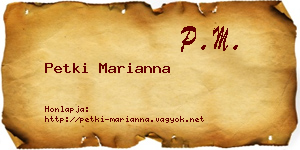 Petki Marianna névjegykártya